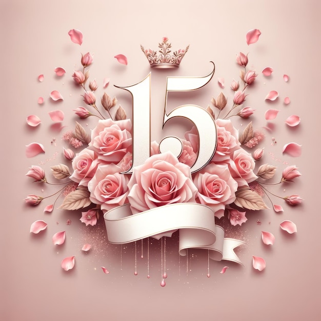 Luxurious 15th Anniversary with Roses and Crown