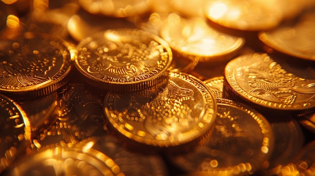 Luxurious Abstract Gold Coins on Table Image