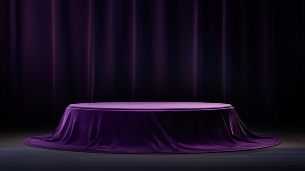 Luxurious Amethyst purple Velvet Fabric Round Table Pedestal Podium Background