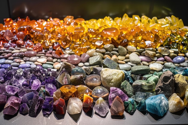 Luxurious array showcasing colorful gemstones in elegant display