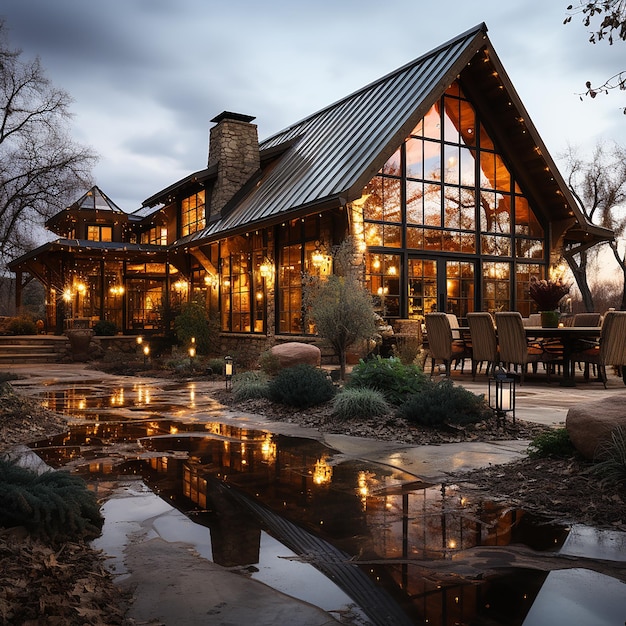 Luxurious barn house in 1940s vintage vibes with smooth lighting classic photo AI generated