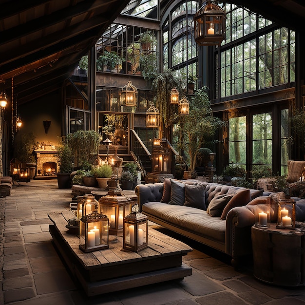 Luxurious barn house in 1940s vintage vibes with smooth lighting classic photo AI generated