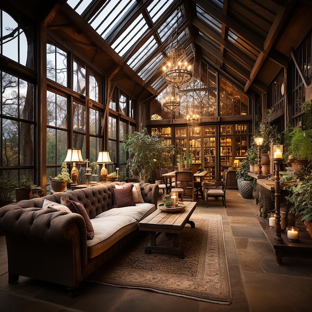 Luxurious barn house in 1940s vintage vibes with smooth lighting classic photo AI generated