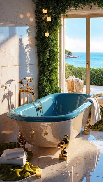 Luxurious bathtub scene digitally rendered in breathtaking 4K resolution