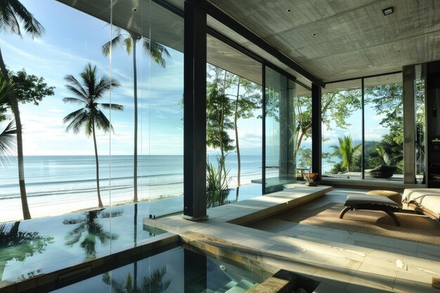 Luxurious Beachfront Villa Stunning Glass Wall and Breathtaking Views