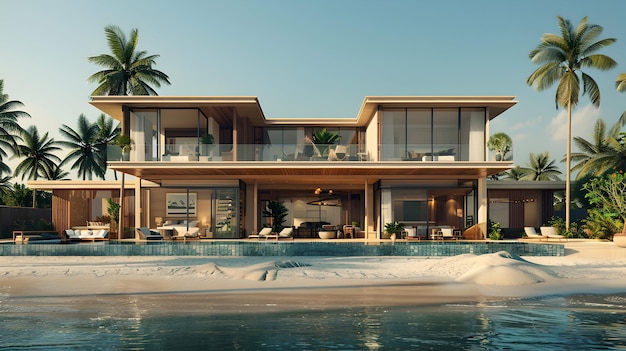 Luxurious Beachfront Villa Ultimate HighResolution Image showcasing Resort Accommodations in Gloss