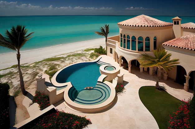 Luxurious beachfront villa with private pool and ocean view