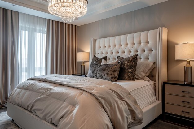 Luxurious Bedroom Features Plush King Bed