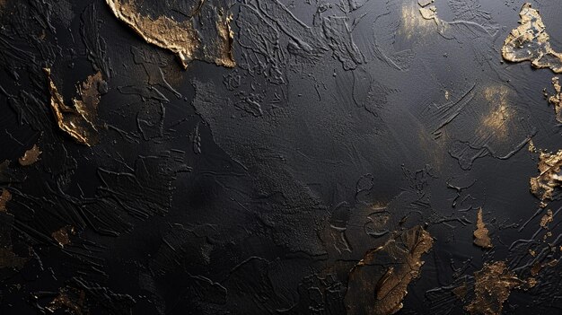 Luxurious Black Background with Gold Foil Texture and Peeling Paint