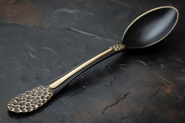 Luxurious Black caviar spoon Generate Ai