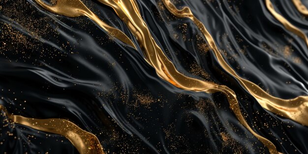 Luxurious black and gold fluid art texture