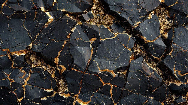 Luxurious Black and Gold Gemstone Texture CloseUp