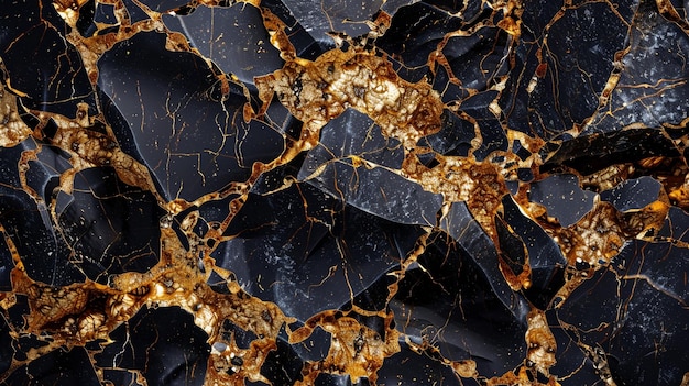 Luxurious Black and Gold Gemstone Texture CloseUp