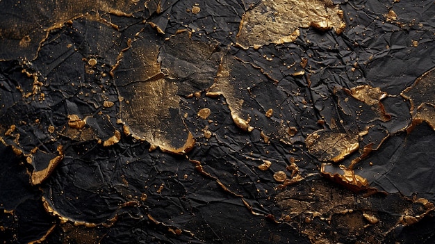 Luxurious Black and Gold Paper Texture CloseUp