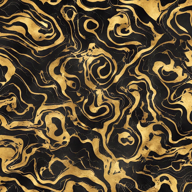 Luxurious Black ink marblelike abstract texture with Gold agate Tile