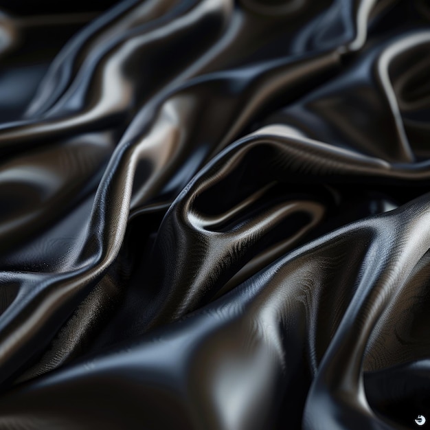 Photo luxurious black satin fabric with light and shadow