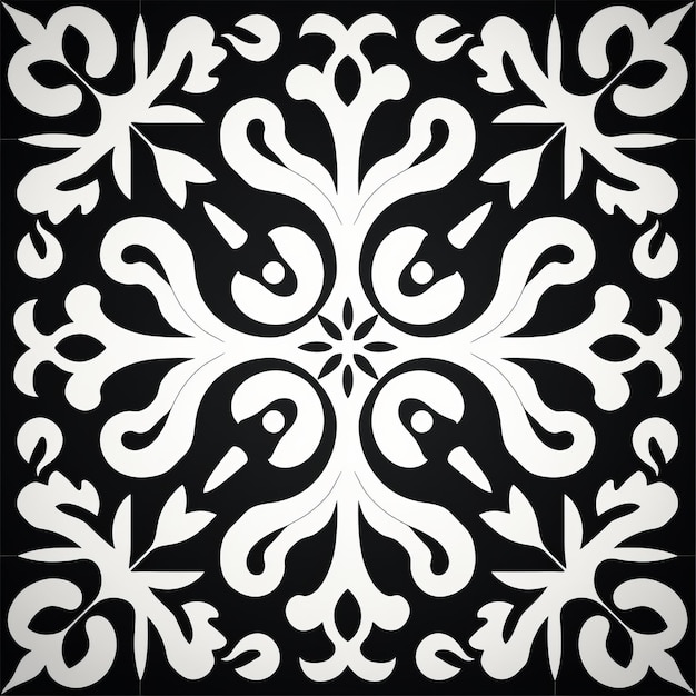 Luxurious Black And White Floral Tile A Qajar Art Inspired Paper Cutout