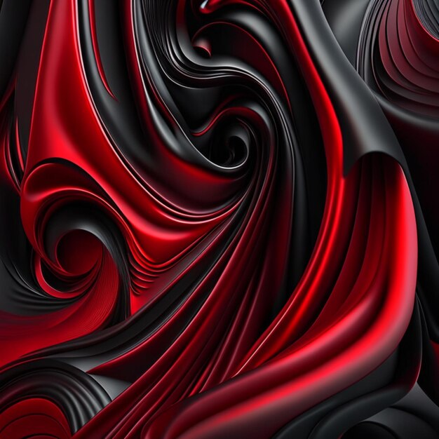 Luxurious Blood Red black liquid with pleats drapes and swirls abstract background