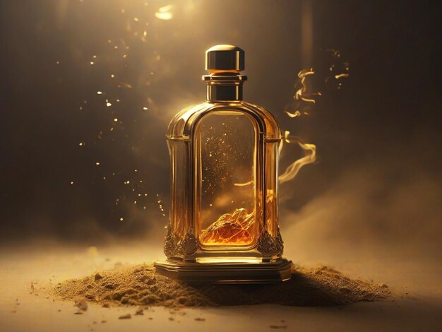 Luxurious bottle of perfume with the word perfume