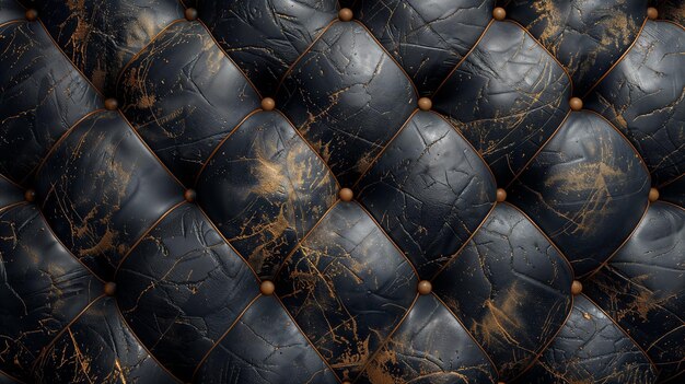 Luxurious Chesterfield Leather and Black Gold Marble Texture