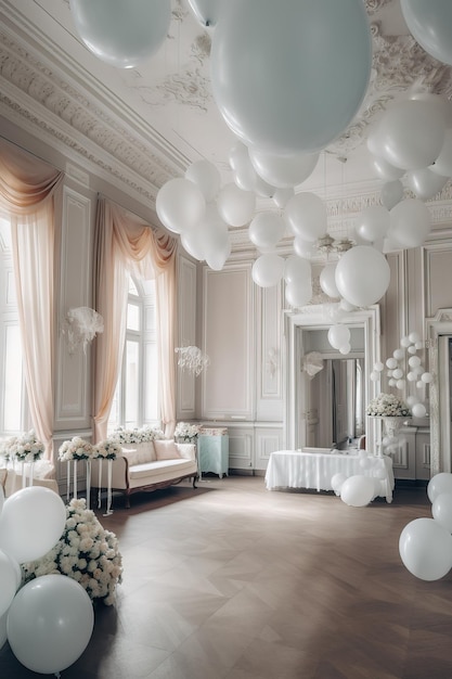 Luxurious classic interior with balloons decorations Generative Ai