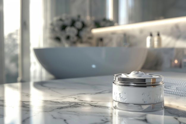 Luxurious Cream Jar Adds Elegance to Modern Bathroom Decor