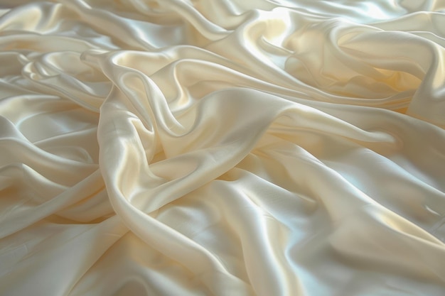 Luxurious Cream Satin Fabric Texture Background with Elegant Soft Silk Cloth Material Drapery