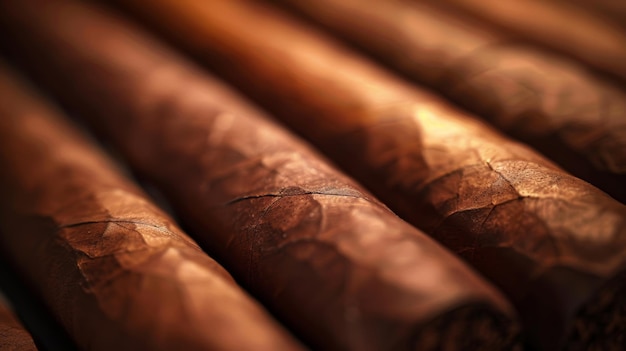 Photo luxurious cuban cigars close up aesthetic display with detailed focus in realistic photography