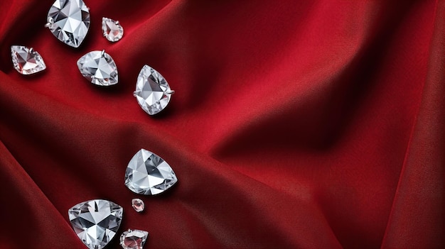 Luxurious dark red velvet fabric sparkling diamonds background