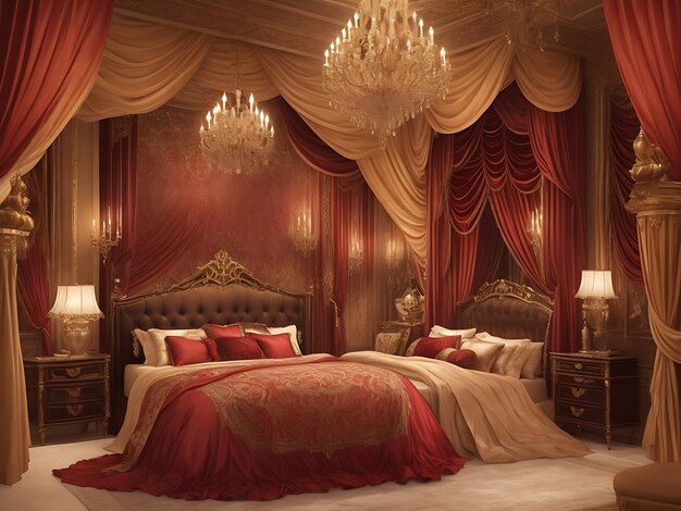 luxurious and dramatic bedroom a sense of glamour and opulence with a palette of rich saturated