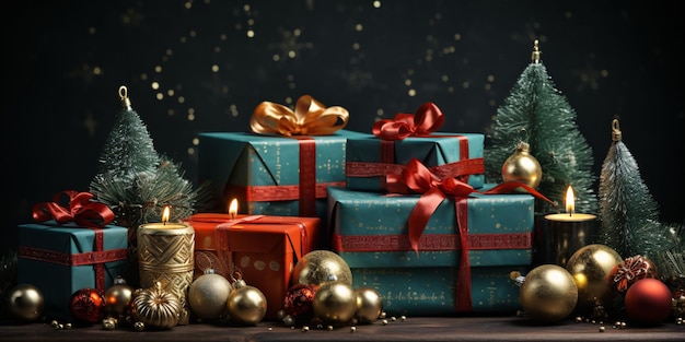 Luxurious and Elegant Christmas Gift Boxes Christmas Presents and Decorations Generative AI