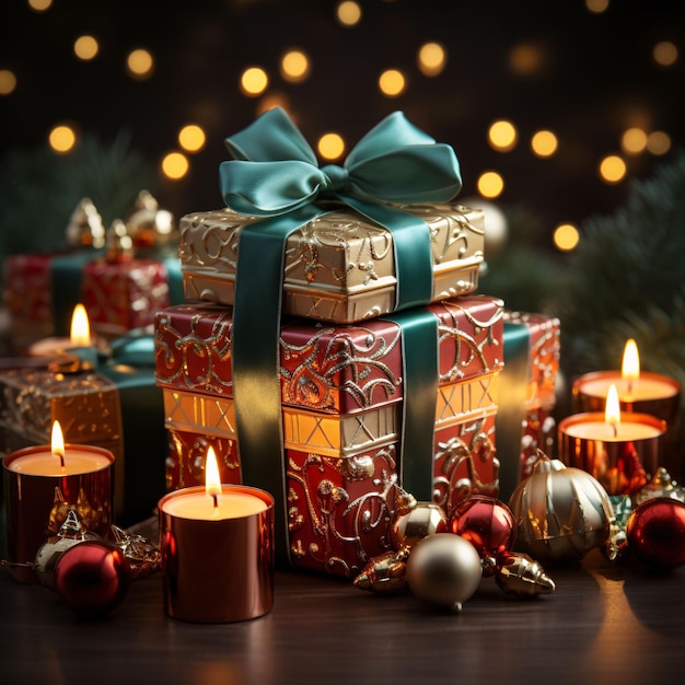 Luxurious and Elegant Christmas Gift Boxes Christmas Presents and Decorations Generative AI