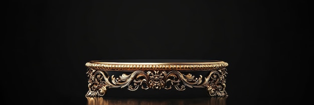 Photo a luxurious and elegant gold ornate pedestal on a black background symbolizing sophistication