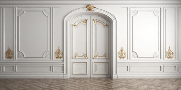 Photo a luxurious empty room with white double doors