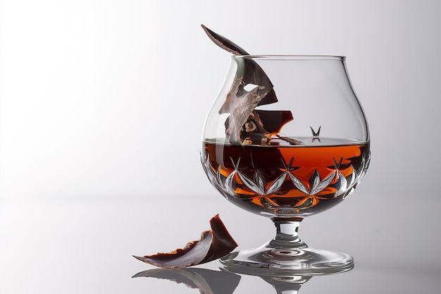 Photo a luxurious and enticing image featuring a crystal glass filled with rich cognac