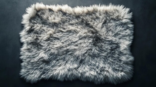 Photo a luxurious faux fur rug in a neutral color isolated on a dark gray background the rugs texture and softness are highlighted