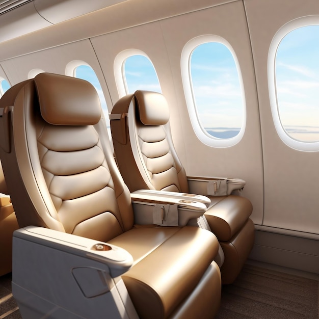 Luxurious First Class Business Seats for Airplane Travel Generative AI