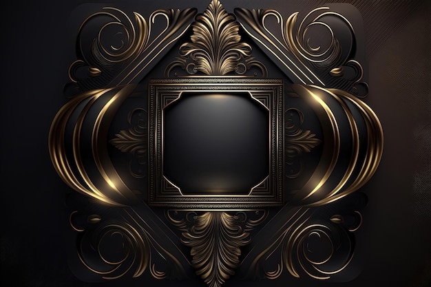 Luxurious frame on a black background adorned with intricate details and highquality materials such as gold or silver AI