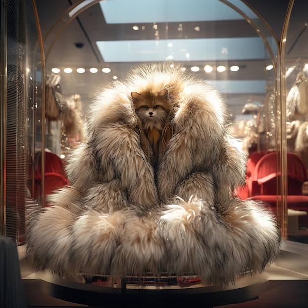 A luxurious fur coat made from the softest and warmest fur in simple and elegant style