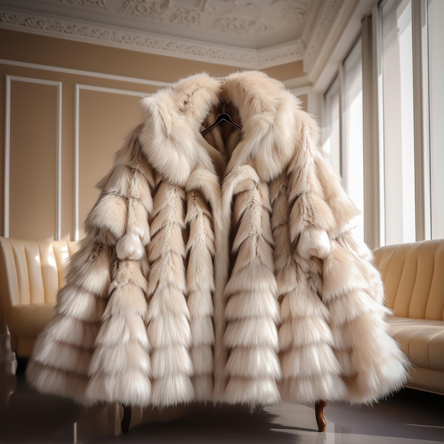 A luxurious fur coat made from the softest and warmest fur in simple and elegant style