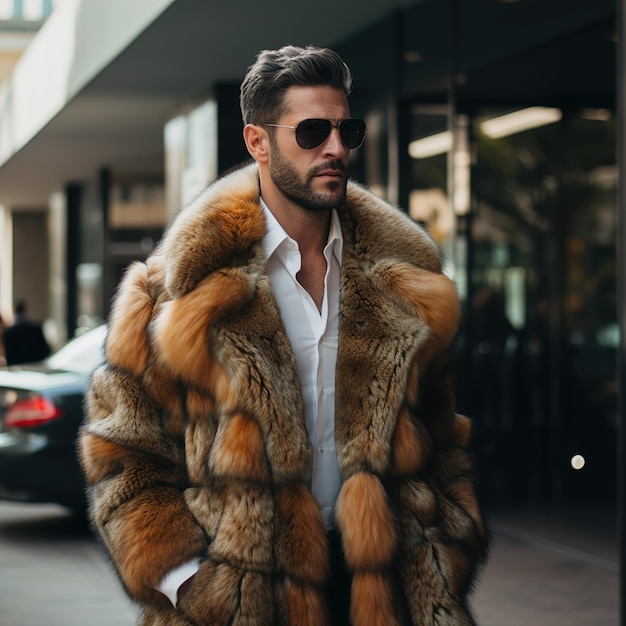 A luxurious fur coat made from the softest and warmest fur in simple and elegant style