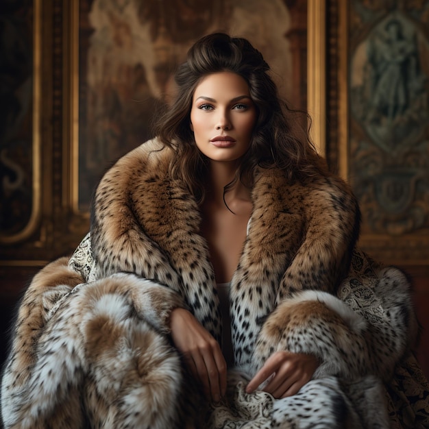 A luxurious fur coat made from the softest and warmest fur in simple and elegant style