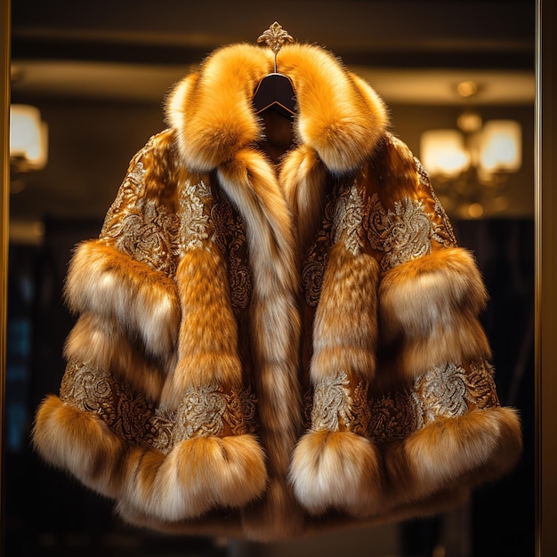 A luxurious fur coat made from the softest and warmest fur in simple and elegant style