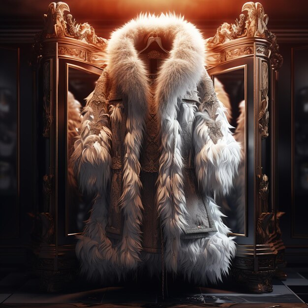 A luxurious fur coat made from the softest and warmest fur in simple and elegant style