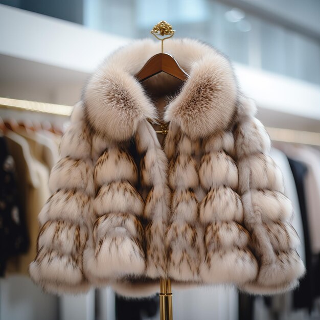 A luxurious fur coat made from the softest and warmest fur in simple and elegant style