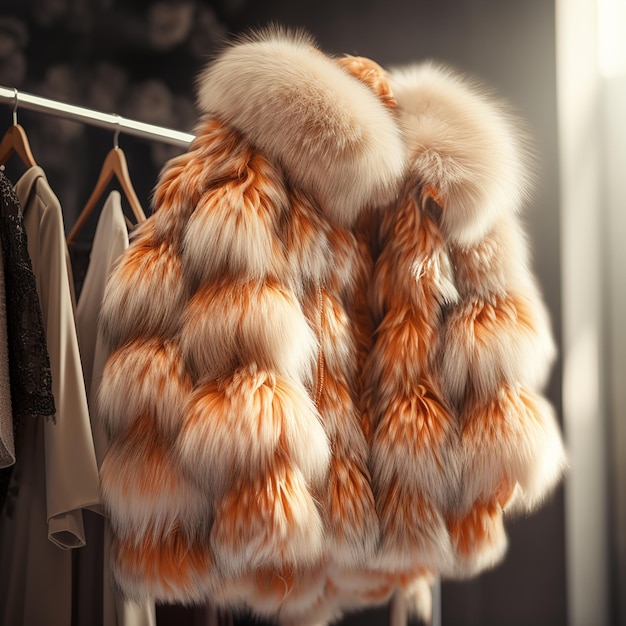 A luxurious fur coat made from the softest and warmest fur in simple and elegant style