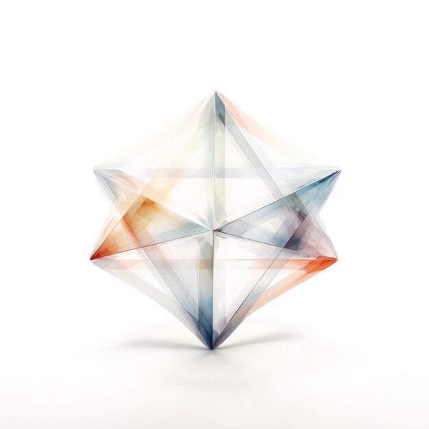 Photo luxurious geometry translucent octahedron sculpture on white background