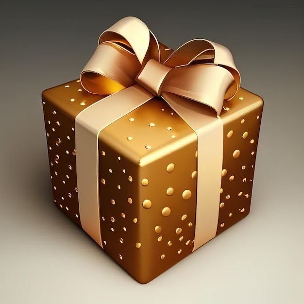 Luxurious gift box decorated with golden ribbon illustration AI generative