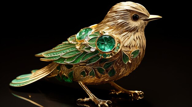 Luxurious Gold And Emerald Bird A Joyful Celebration Of Nature