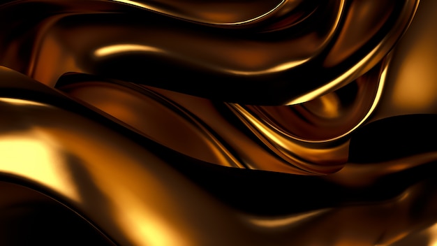 Luxurious golden background with satin drapery. 3d rendering.